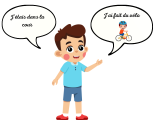 Je sais utiliser l’imparfait et le passé composé: Moi, j’étais dans la cour. J’ai fait de vélo.