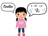Je prononce mon prénom, puis une comptine en scandant les syllabes.