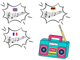 J’écoute des chants, des comptines, dans des versions en français et en langue étrangère.