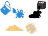 Je peux utiliser différentes matières (peinture, encre, sable…) et observer les effets produits.